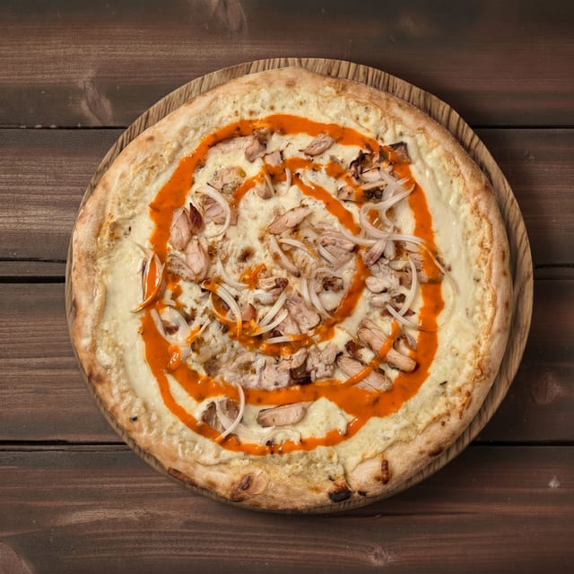 Vegan Buffalo Chicken Pizza.